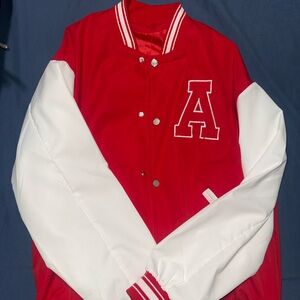 Red and White Varsity Jacket with Letter A